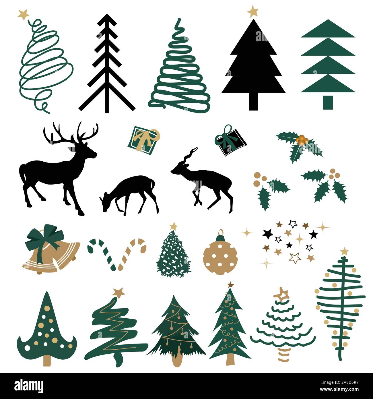 Hand drawn christmas element set Stock Vector