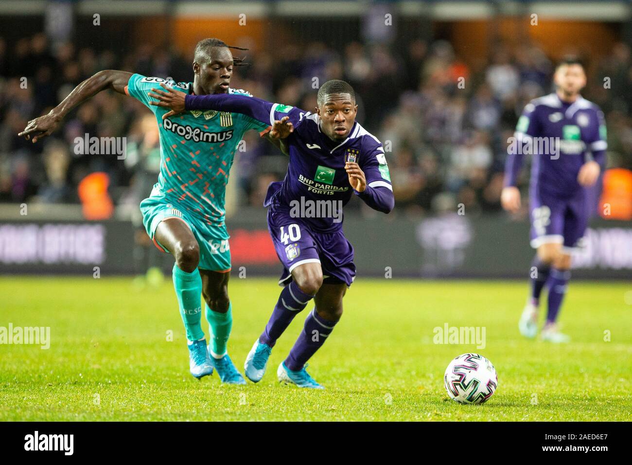 BRUSSELS, BELGIUM - December 08: Jeremy Doku of Anderlecht and Francis  Amuzu of Anderlecht look dejected after the Jupiler Pro League match day 18  between Rsc Anderlecht vs Sporting Charleroi on December