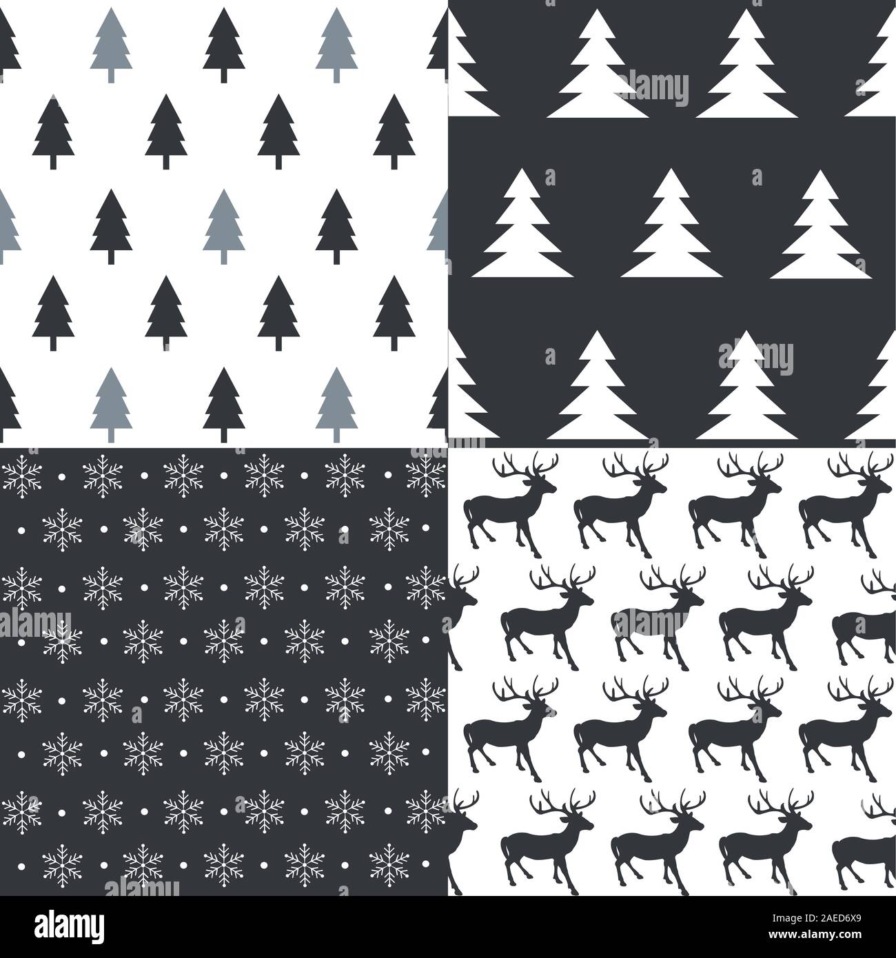 Winter Christmas vector seamless patterns Stock Vector