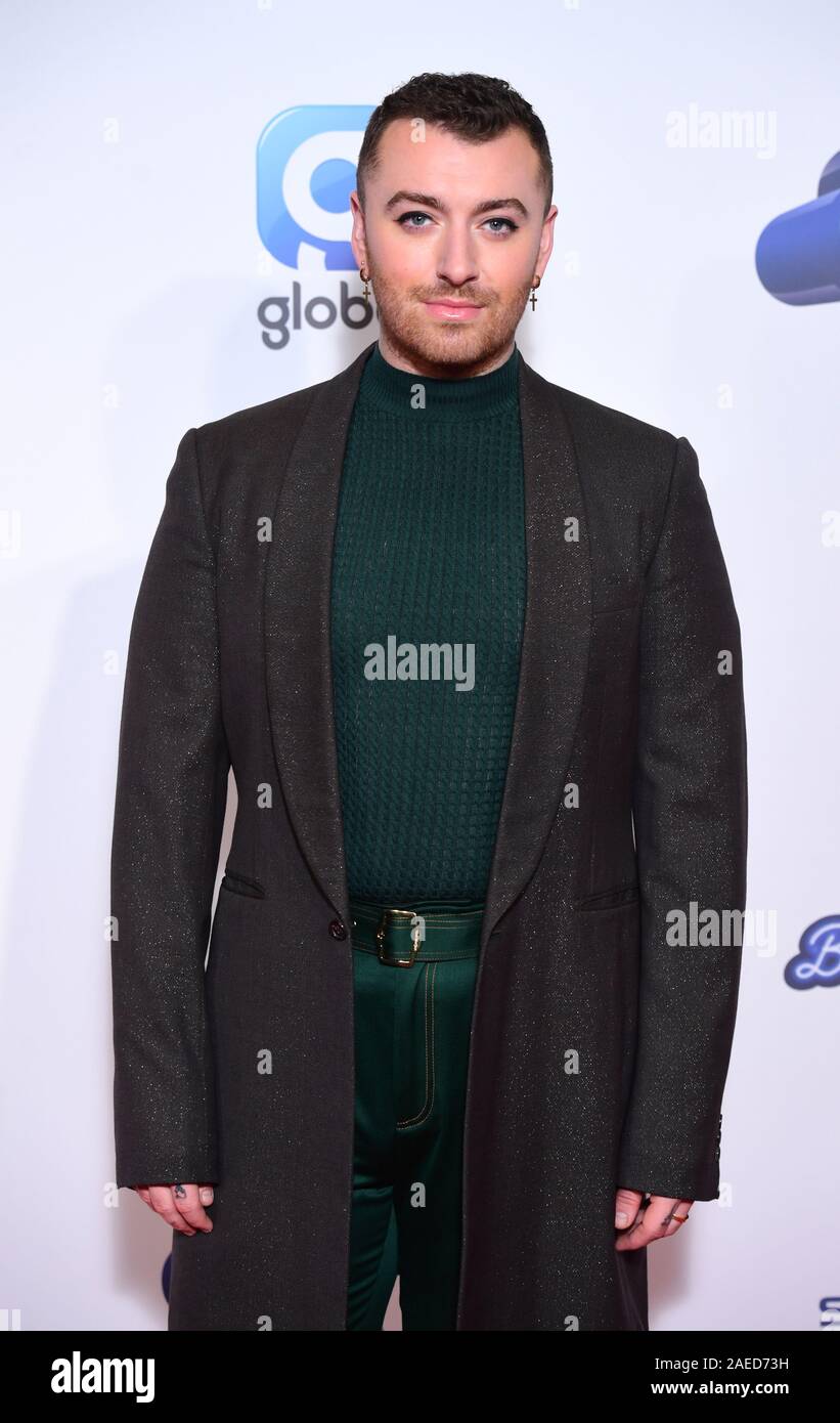 Sam Smith during the media run on day two of Capital's Jingle Bell Ball with Seat at London's O2 Arena. Stock Photo