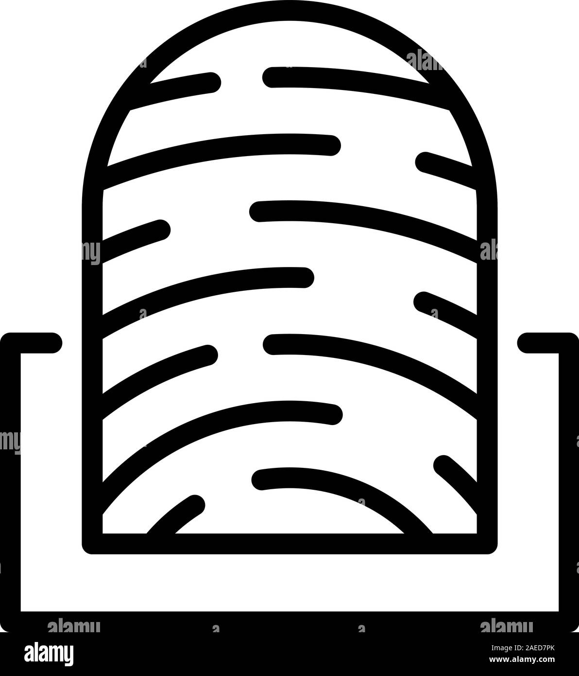 Fingerprint scan process icon, outline style Stock Vector