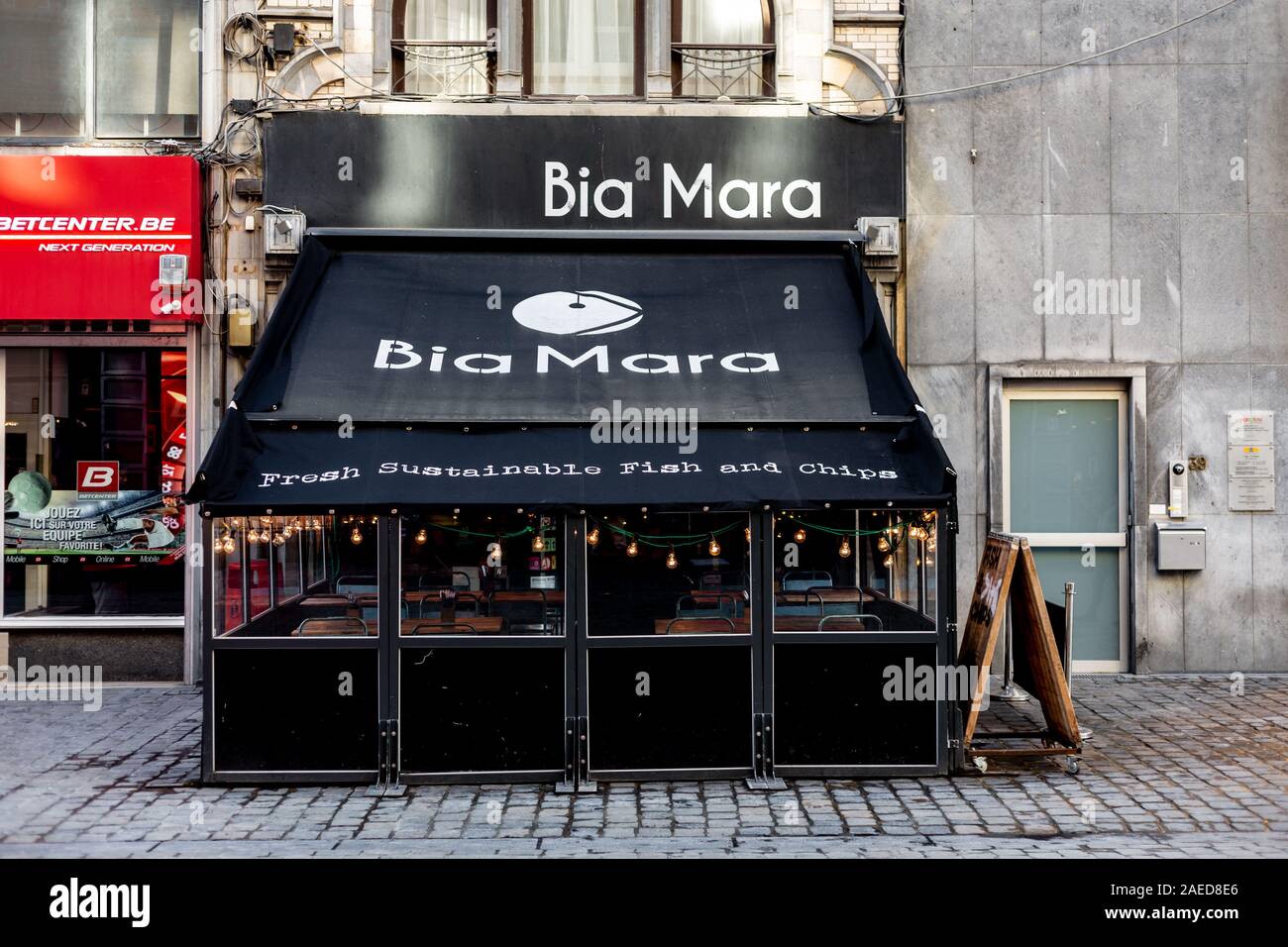 Bia Mara fish and chips restaurant, Brussels, Belgium Stock Photo