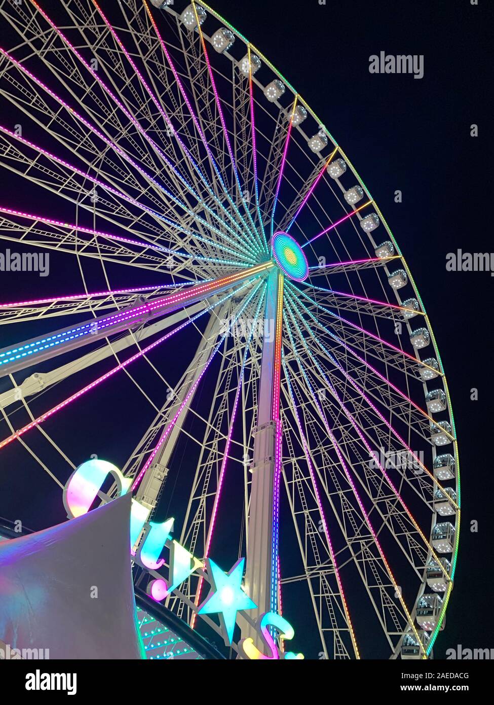 London, UK - December 2, 2019: The Ferris wheel in Hyde Park Winter Wonderland Stock Photo