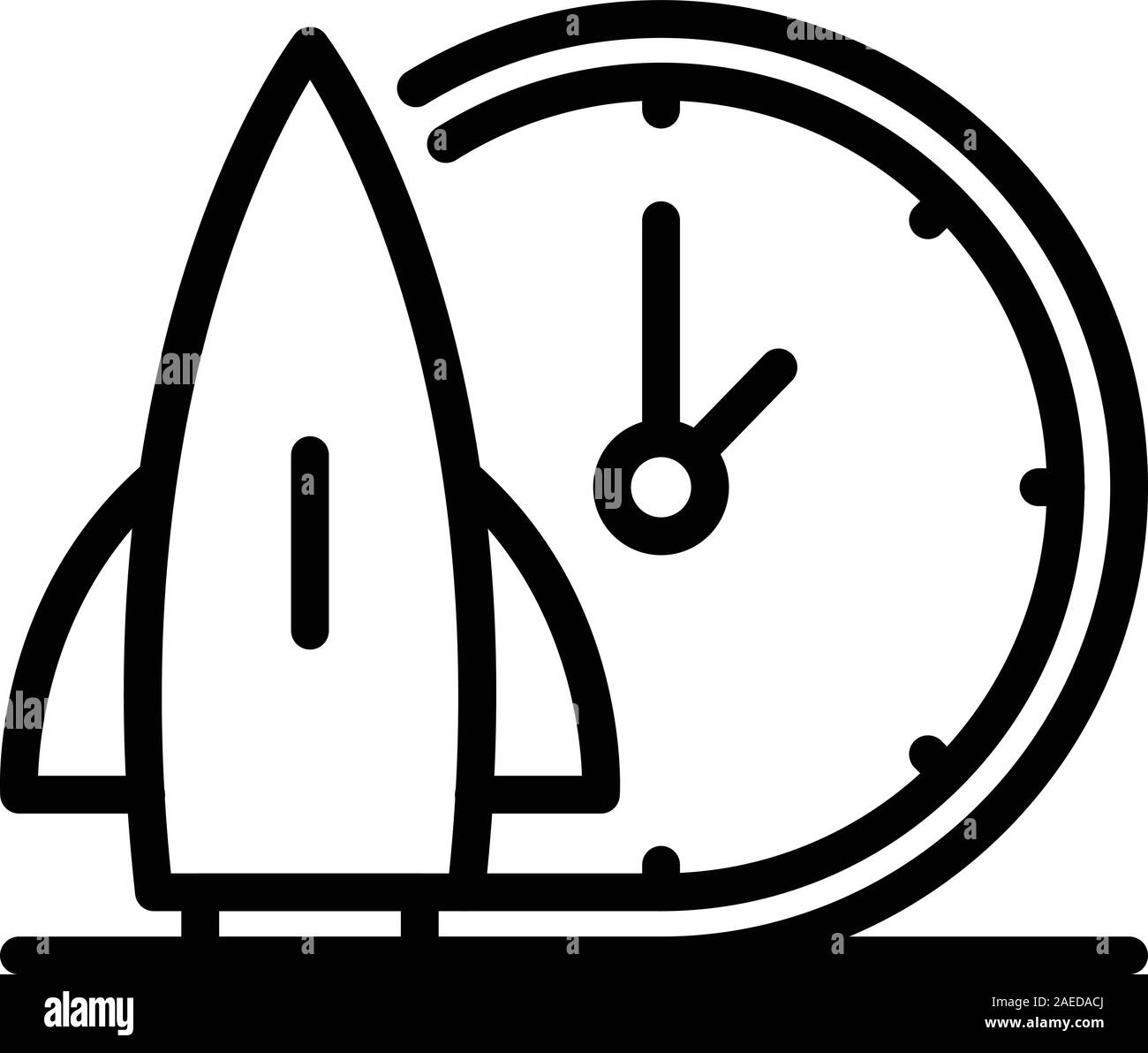 Rocket time shipping icon, outline style Stock Vector