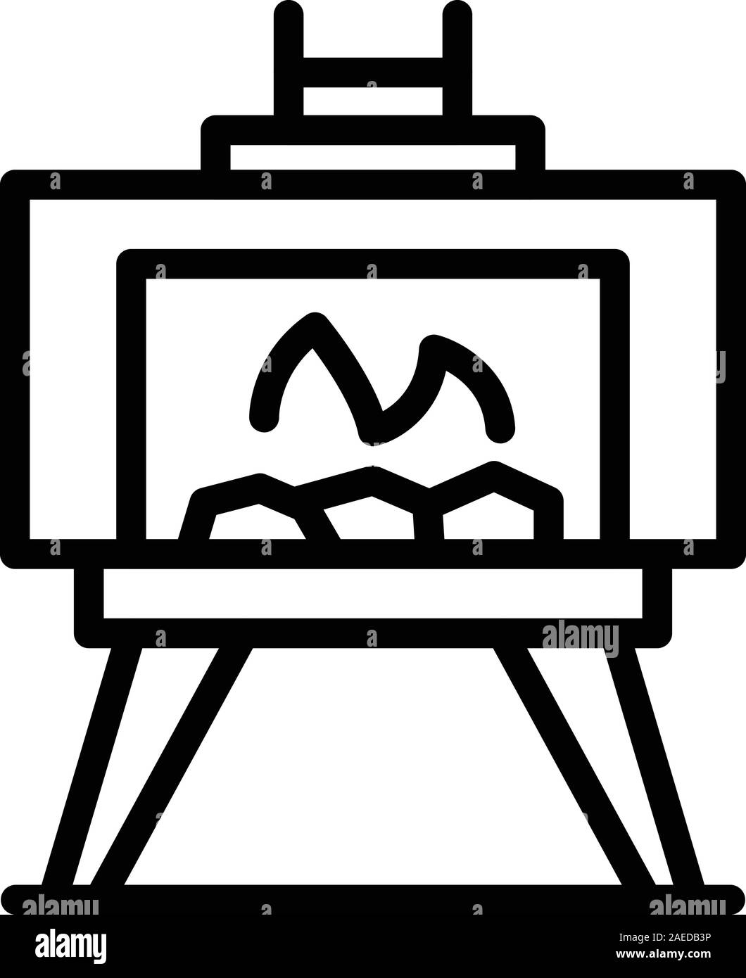 Outdoor fireplace icon, outline style Stock Vector