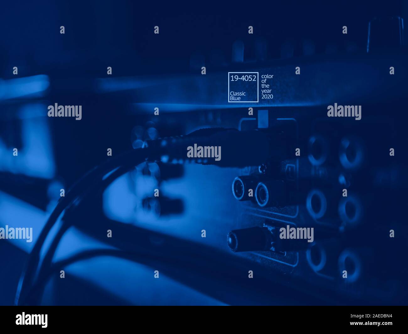 close up macro shot vintage audio equipment wire commutation concept Stock Photo