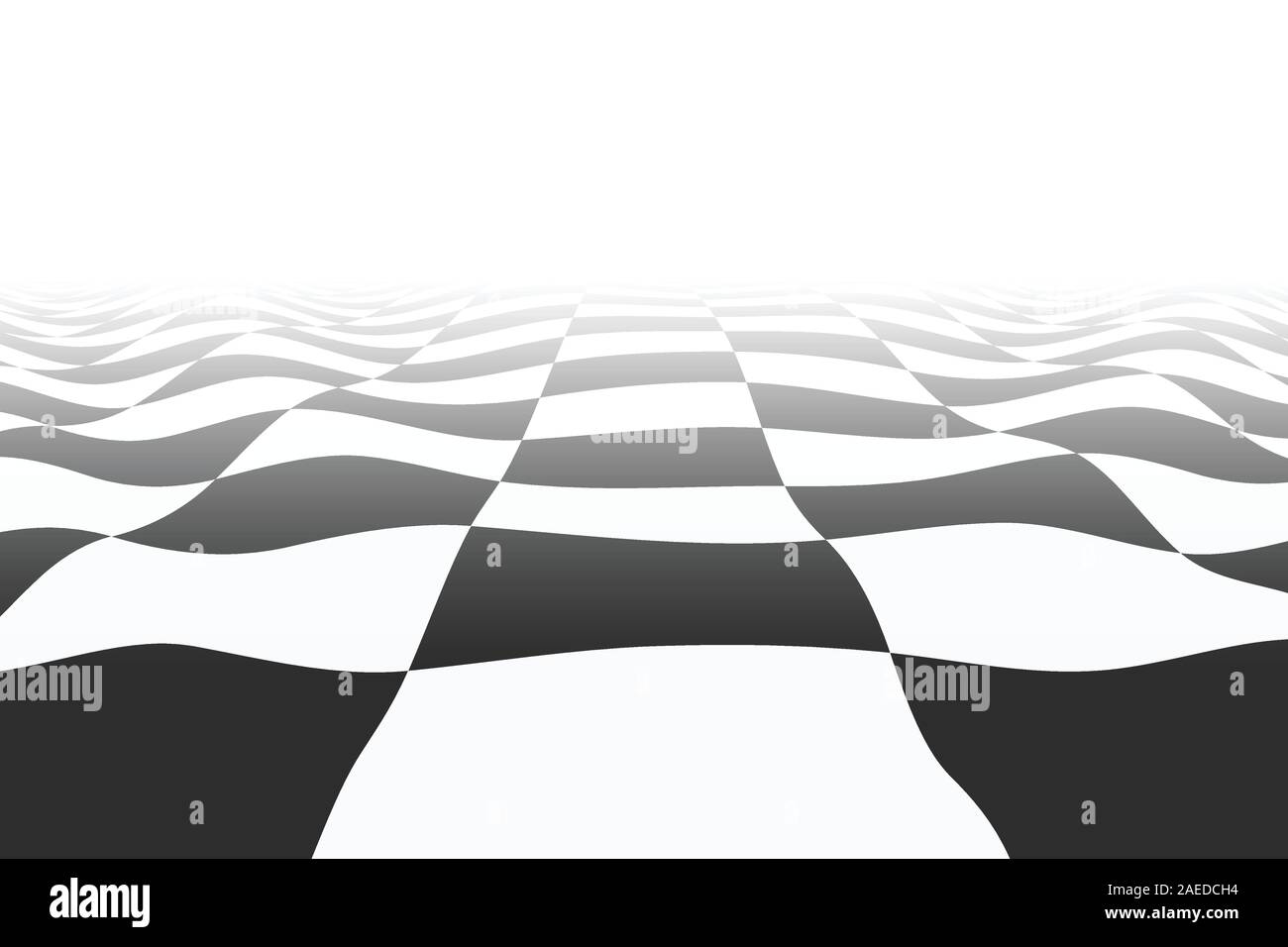 background with wavy distorted checkered surface in perspective view. vector illustration Stock Vector