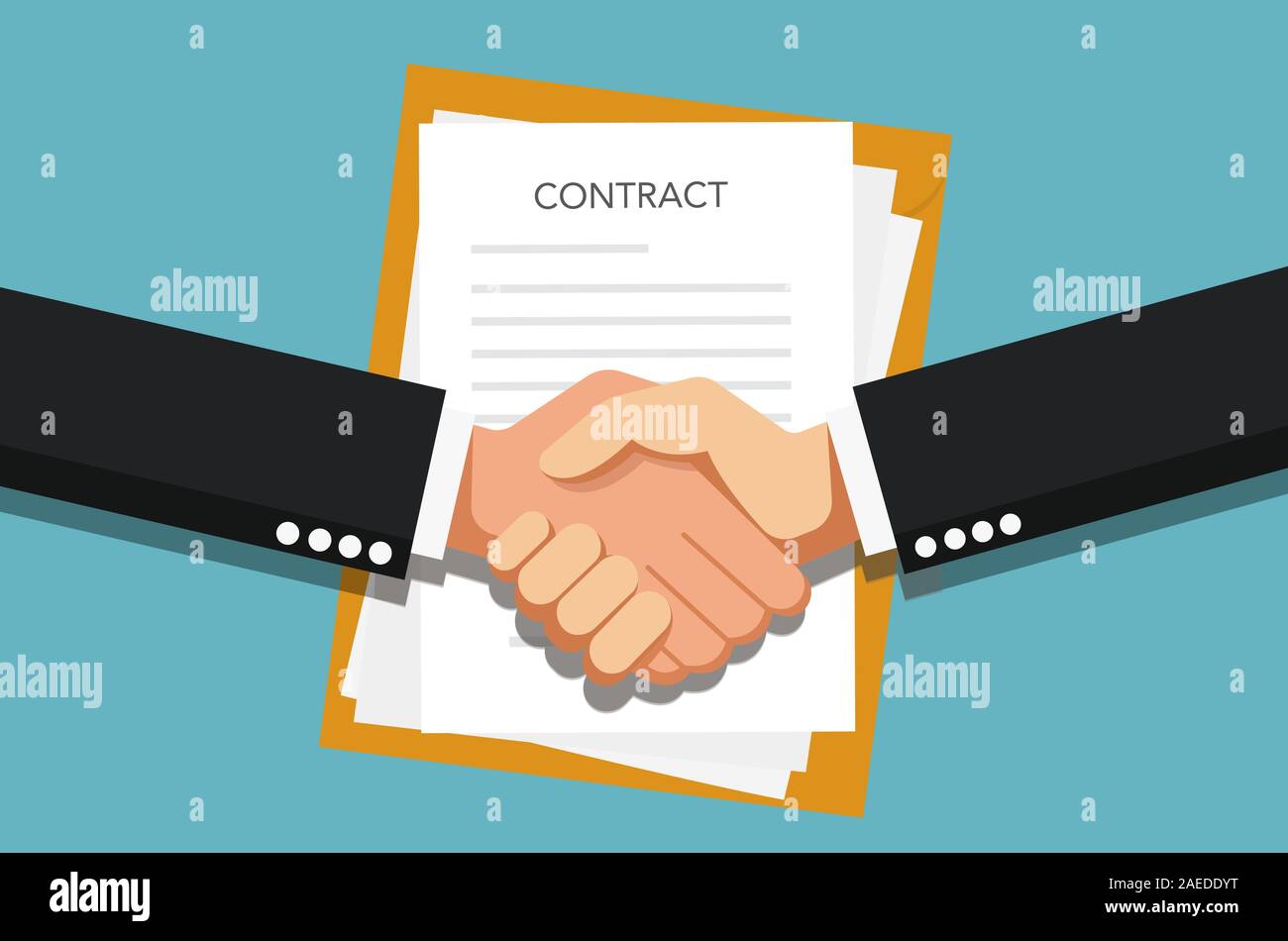 Conclusion of the contract. Handshake. Two hands doing a handshake, business concept. Stock Vector