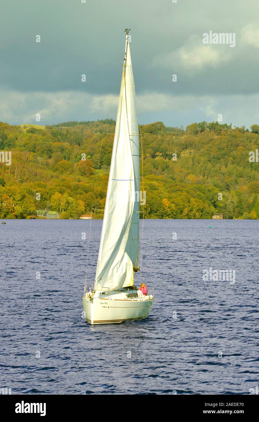 Lake Windermere the largest natural lake in England at the West of of the Lake in Cumbria Stock Photo