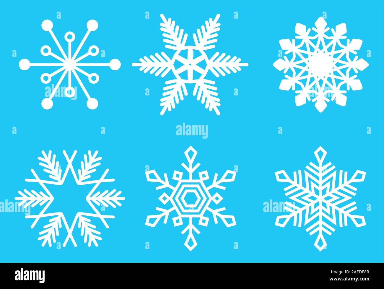 Flat design holiday snowflakes isolate on blue background. Vector illustration.  Stock Vector