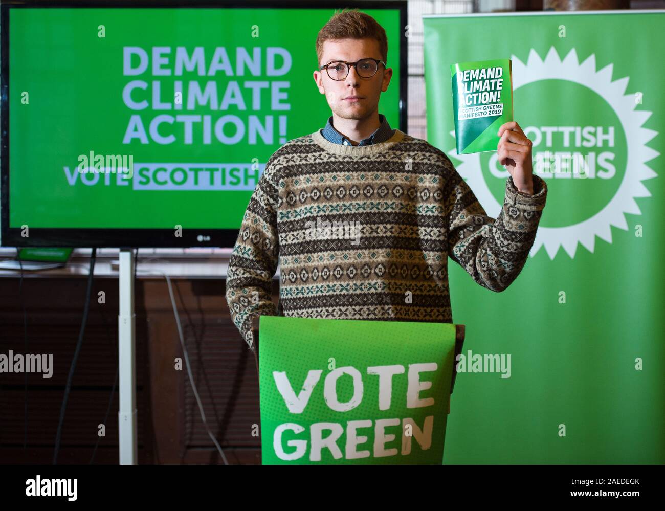 Glasgow, UK. 25 November 2019. Pictured Ben Parker Scottish Green Party candidate for