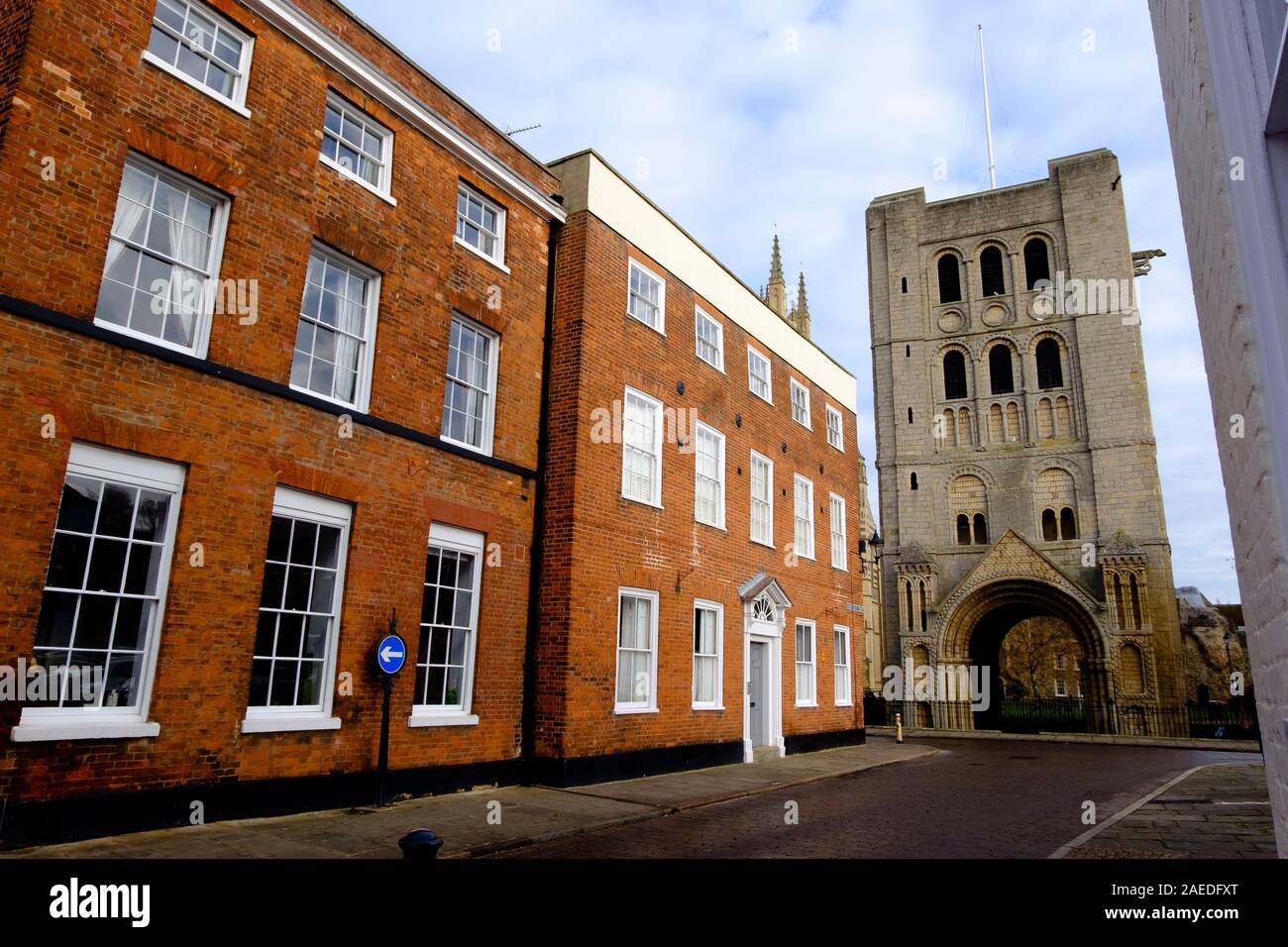 The fourstorey Norman Tower Gatehouse at Bury St Edmunds Abbey which