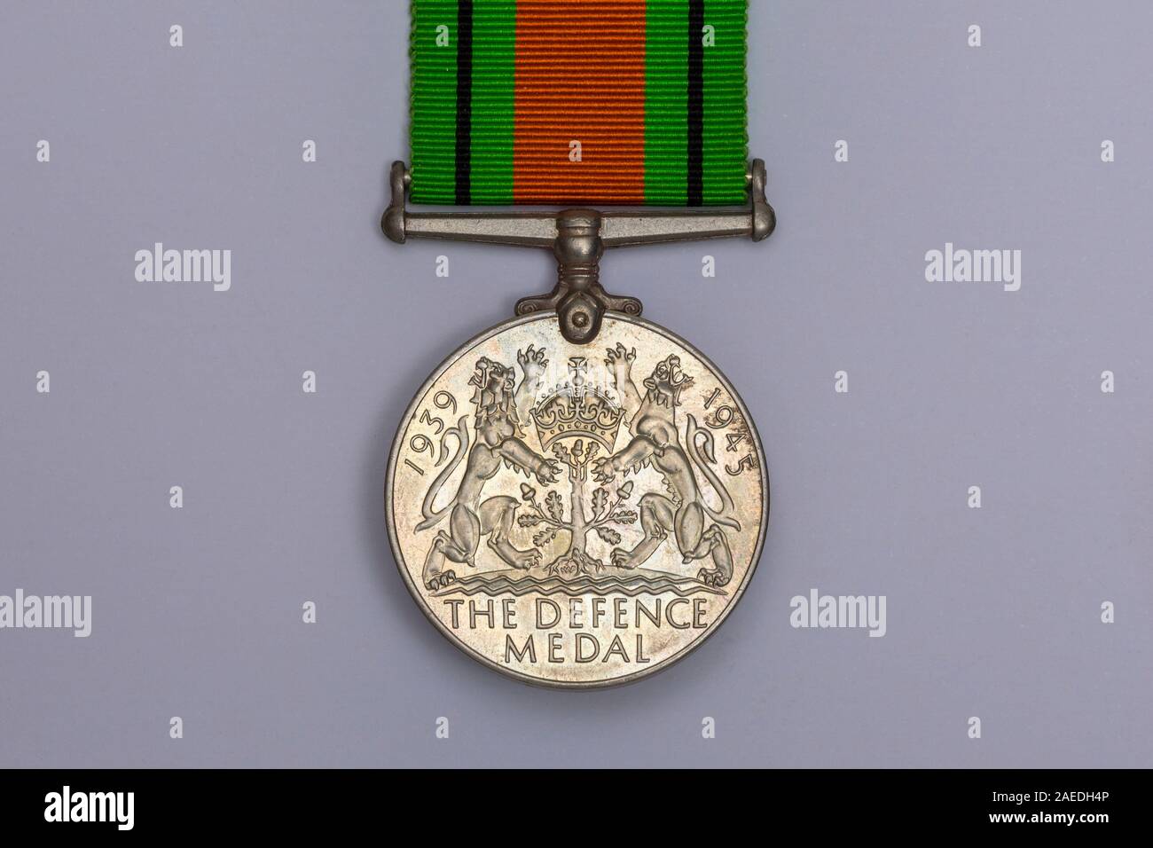 The Defence Medal issued for non- operational service during WW2. Stock Photo