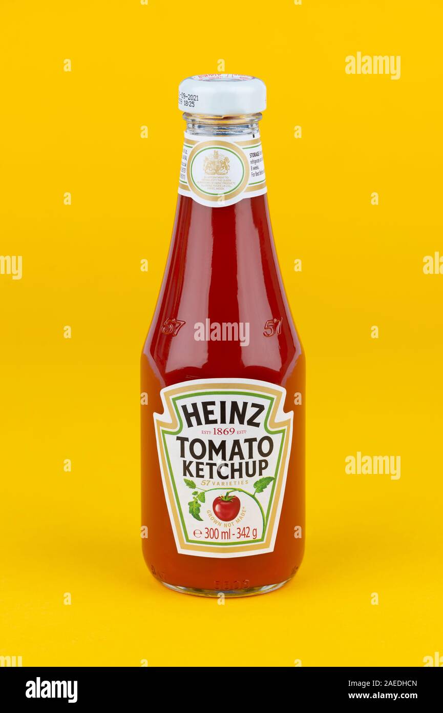 Download A Bottle Of Heinz Tomato Ketchup Shot On A Yellow Background Stock Photo Alamy Yellowimages Mockups