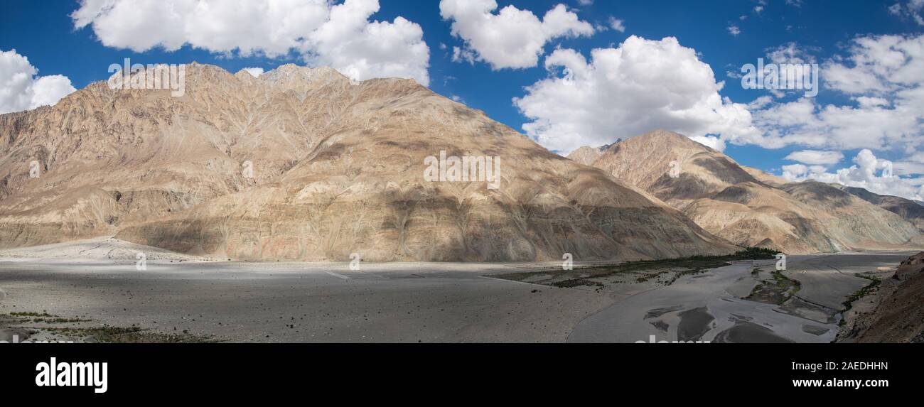 panorama view of Shyok valley in Ladakh, northern India Stock Photo