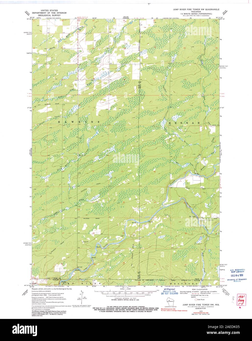 WI Jump River Fire Tower NW 500685 1970 24000 Restoration Stock Photo