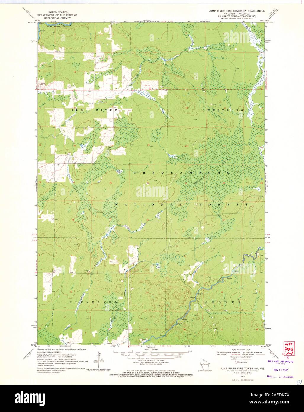 WI Jump River Fire Tower SW 500687 1970 24000 Restoration Stock Photo