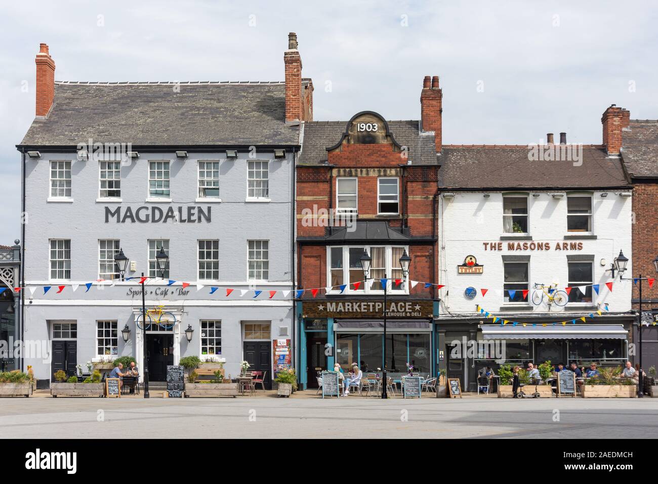 Pubs and alehouse in Market Place, Doncaster, South Yorkshire, England, United Kingdom Stock Photo