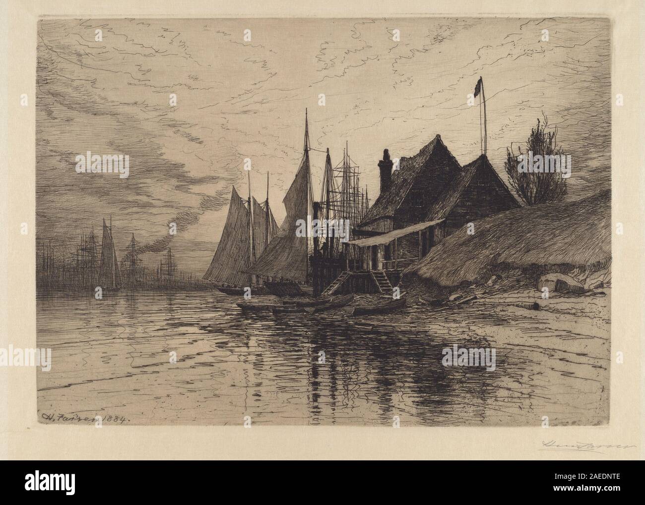 Henry Farrer, New York Harbor, 1884 New York Harbor; 1884date Stock Photo
