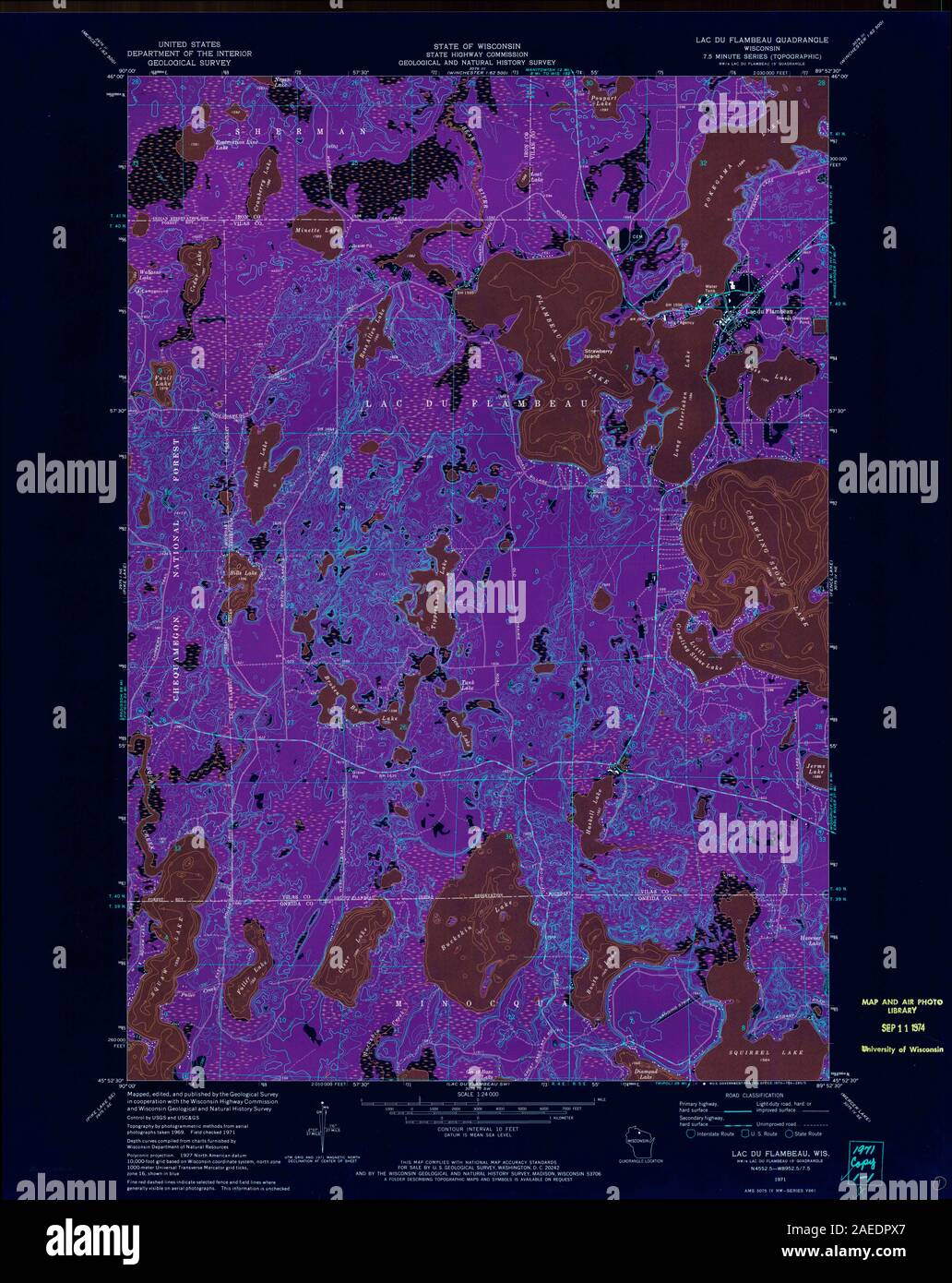 WI Lac Du Flambeau 500719 1971 24000 Inverted Restoration Stock Photo