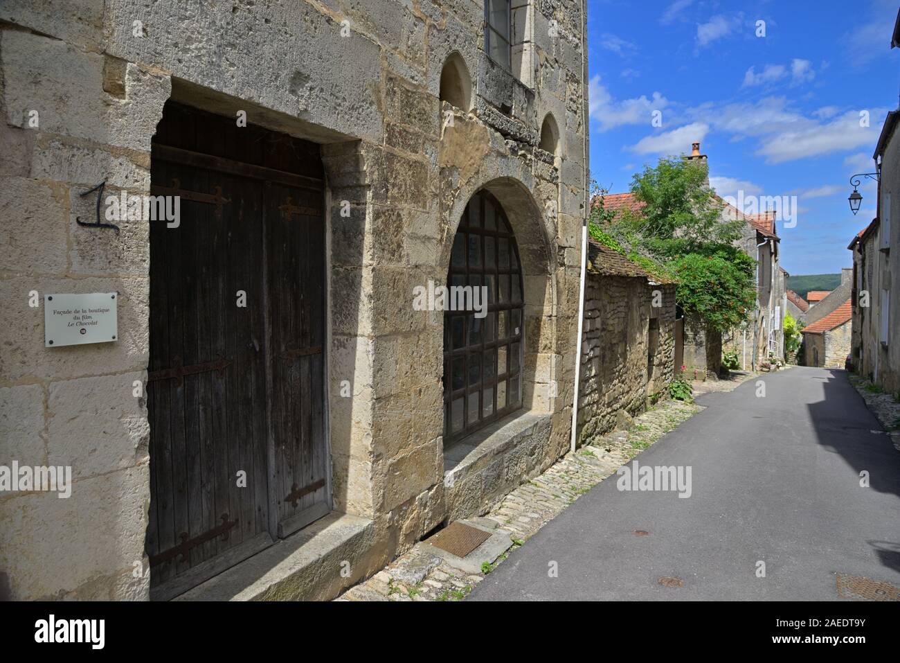 The original shooting location of the 2000 movie "Chocolat" in the picturesque village of Flavigny sur Ozerain, Cote d'Or FR Stock Photo