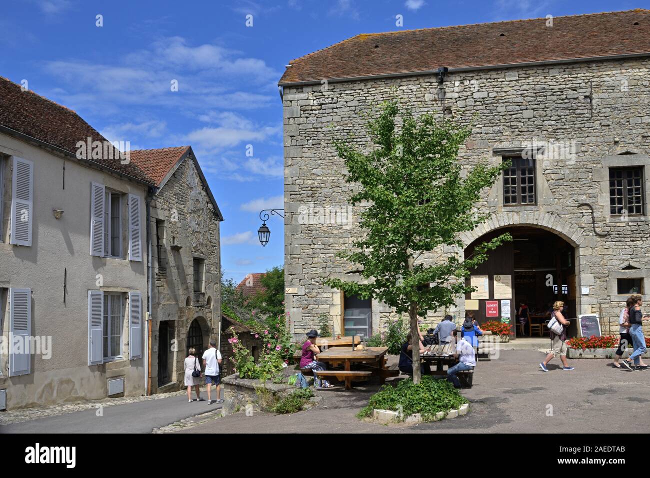 The original shooting location of the 2000 movie 'Chocolat' in the picturesque village of Flavigny sur Ozerain, Cote d'Or FR Stock Photo