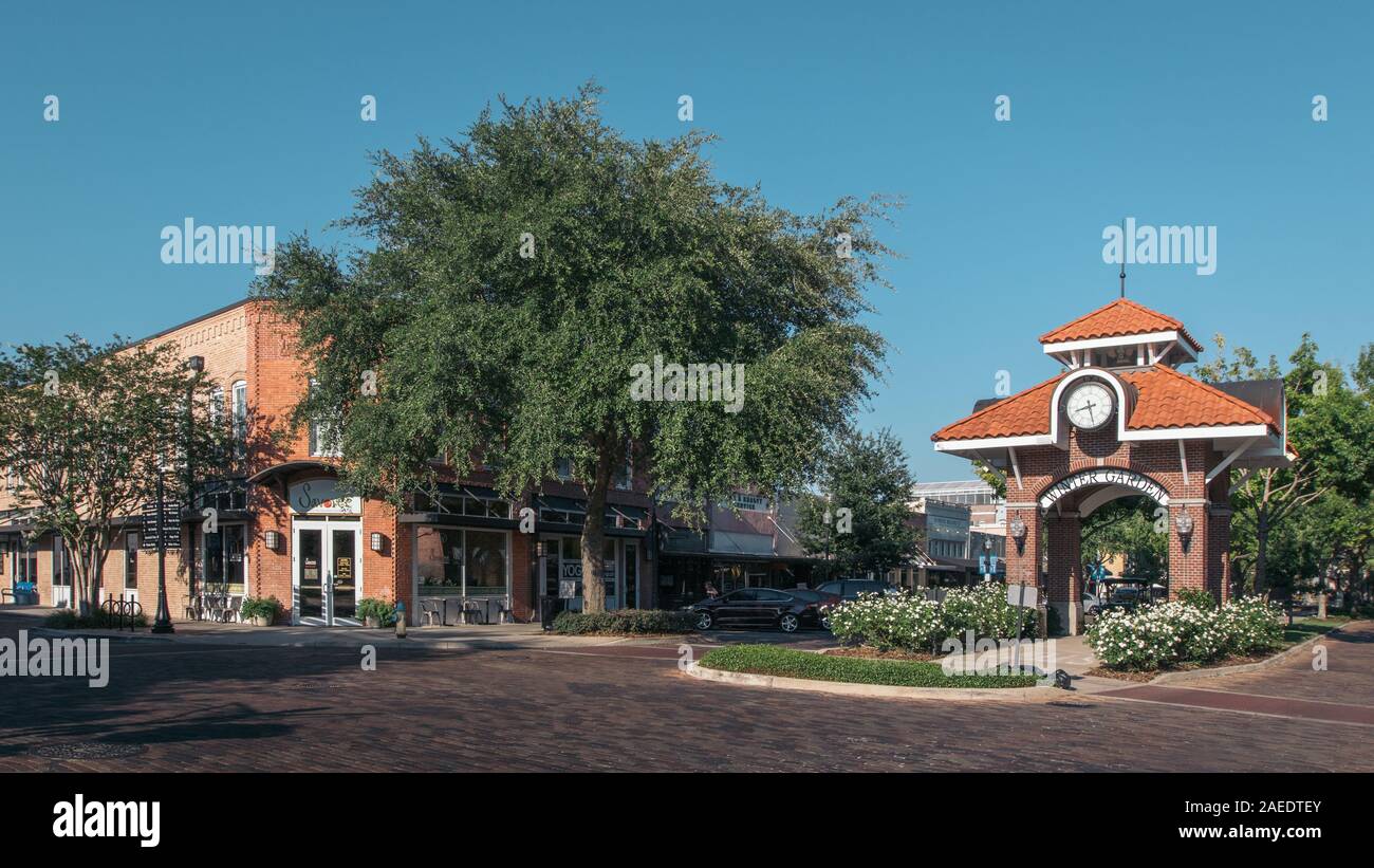 WINTER GARDEN, FLORIDA: MAY 29, 2019 - Historic brick clock tower at ...