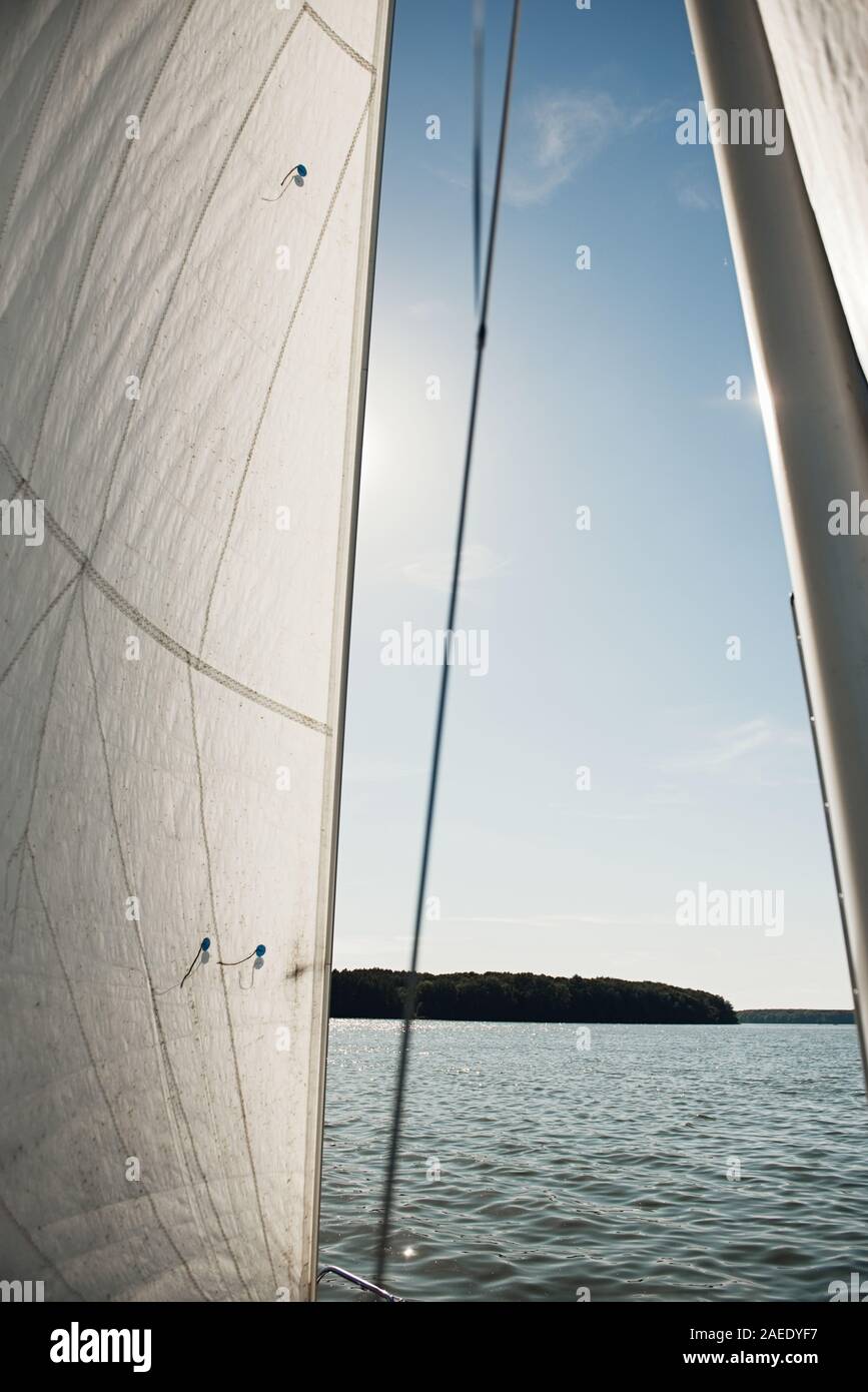 Sailing boat, view from the deck of the yacht. Vacation on a boat Stock ...