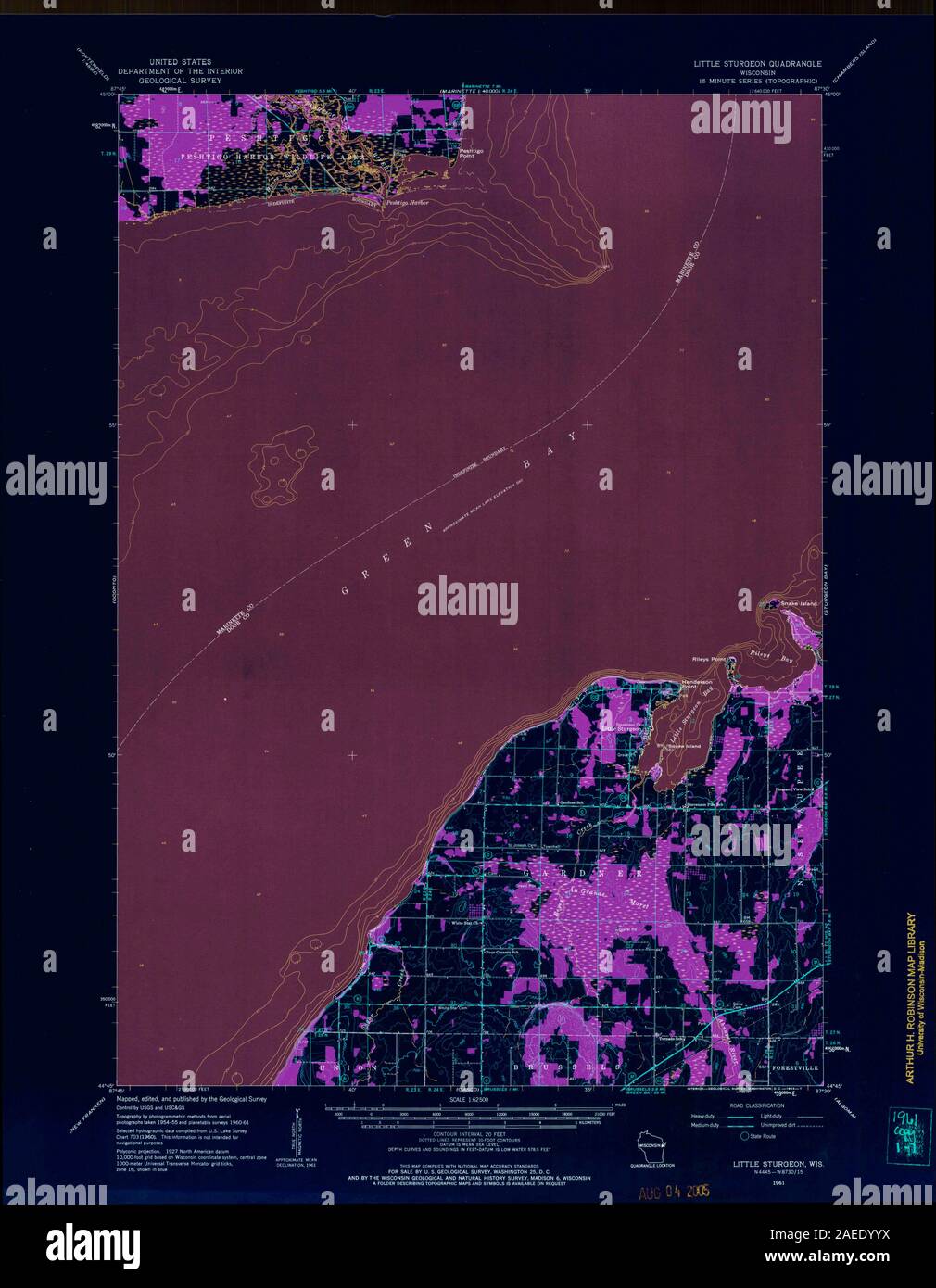 WI Little Sturgeon 503353 1961 62500 Inverted Restoration Stock Photo