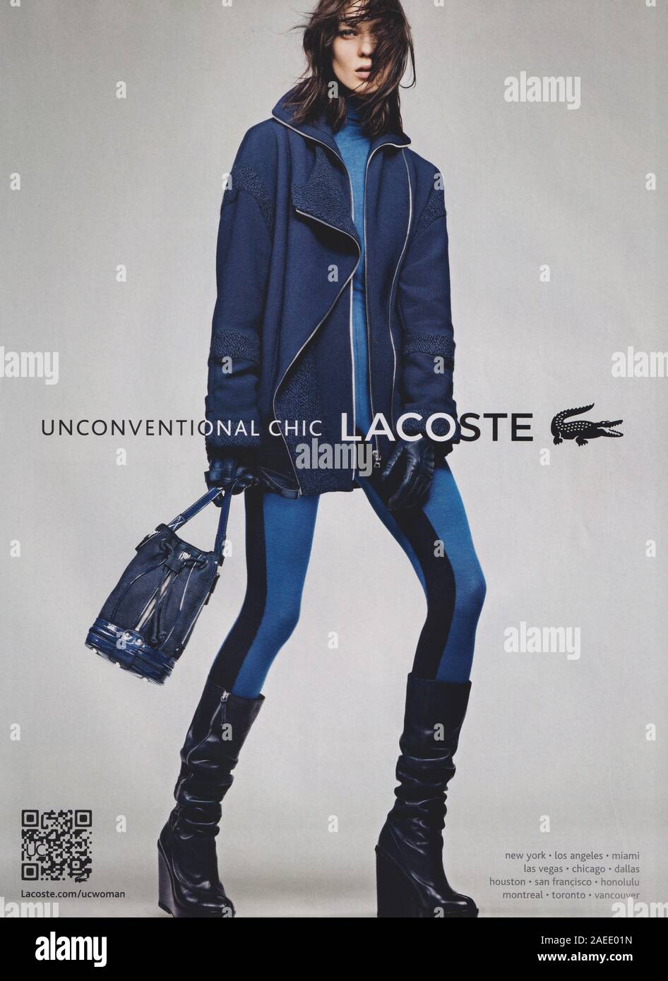 poster advertising Lacoste fashion house in paper magazine from 2012 year, advertisement, creative Lacoste advert from 2010s Stock Photo
