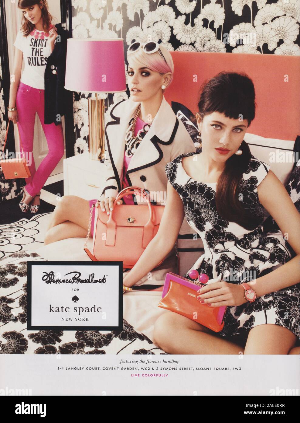 poster advertising Kate Spade fashion house in paper magazine from 2012  year, advertisement, creative Kate Spade 2010s advert Stock Photo - Alamy
