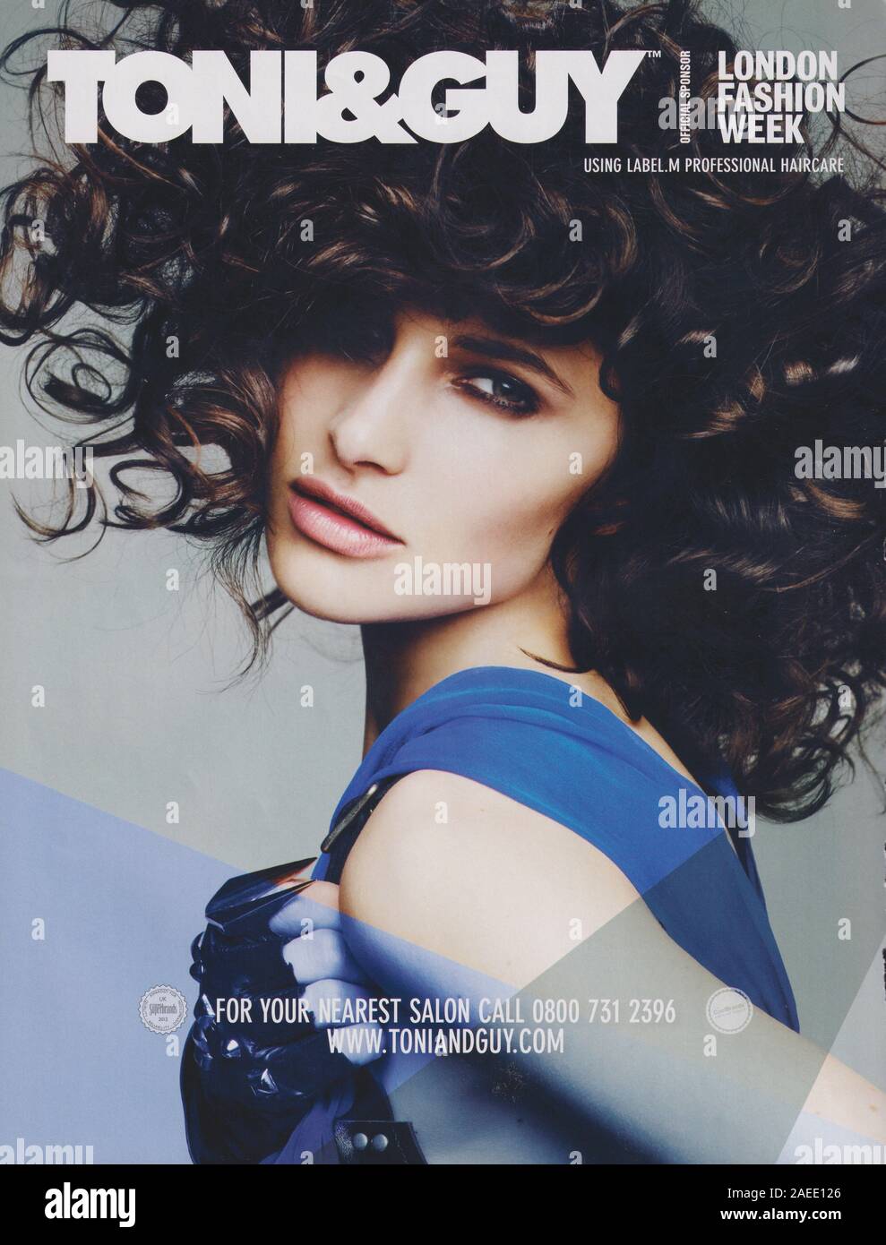 poster advertising Toni And Guy Hair Dressing in paper magazine from 2012, advertisement, creative Toni&Guy advert from 2010s Stock Photo