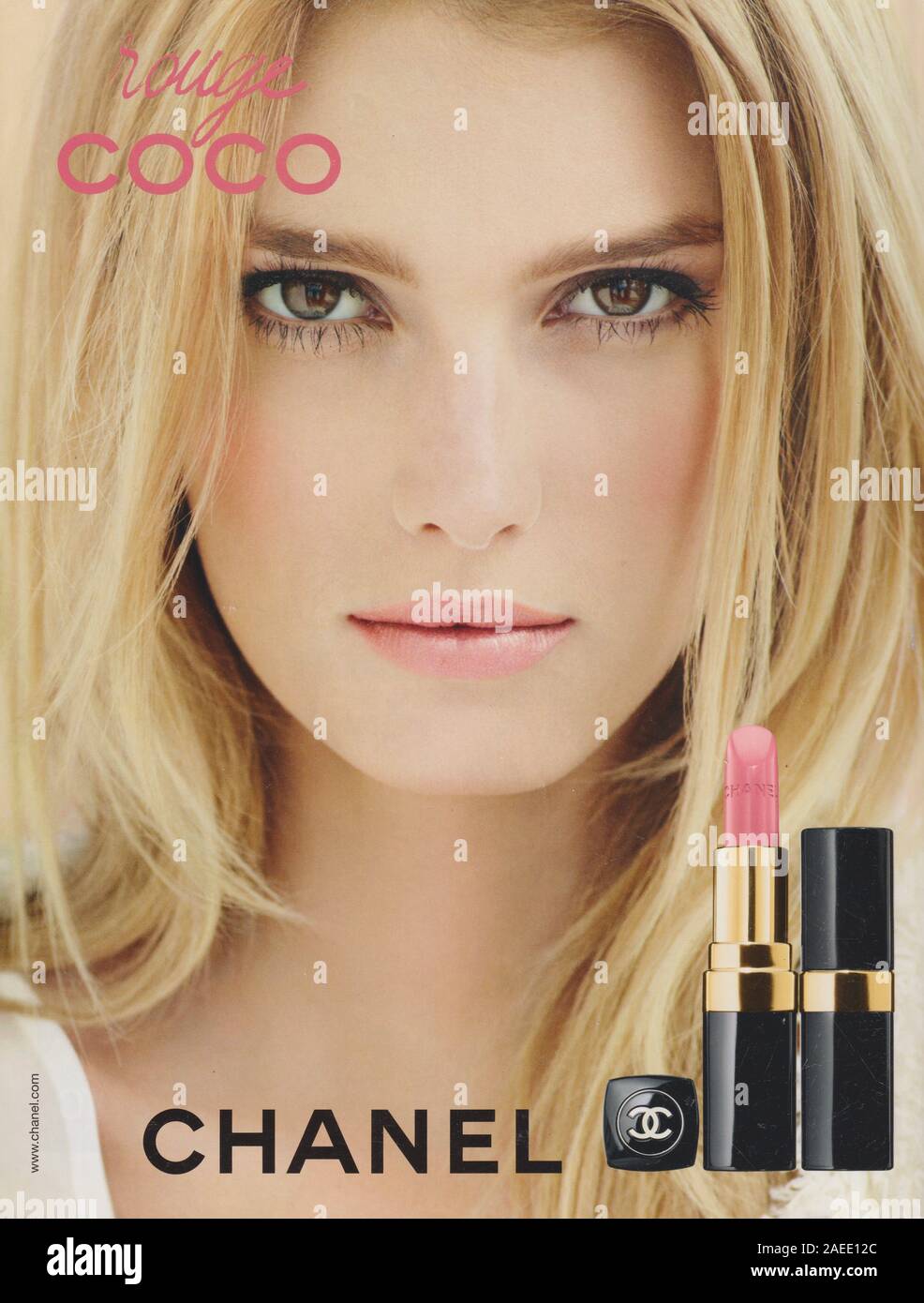 poster advertising Chanel Rouge Coco cosmetics with Sigrid Agren in paper  magazine from 2012 year, advertisement creative Chanel 2010s advert Stock  Photo - Alamy