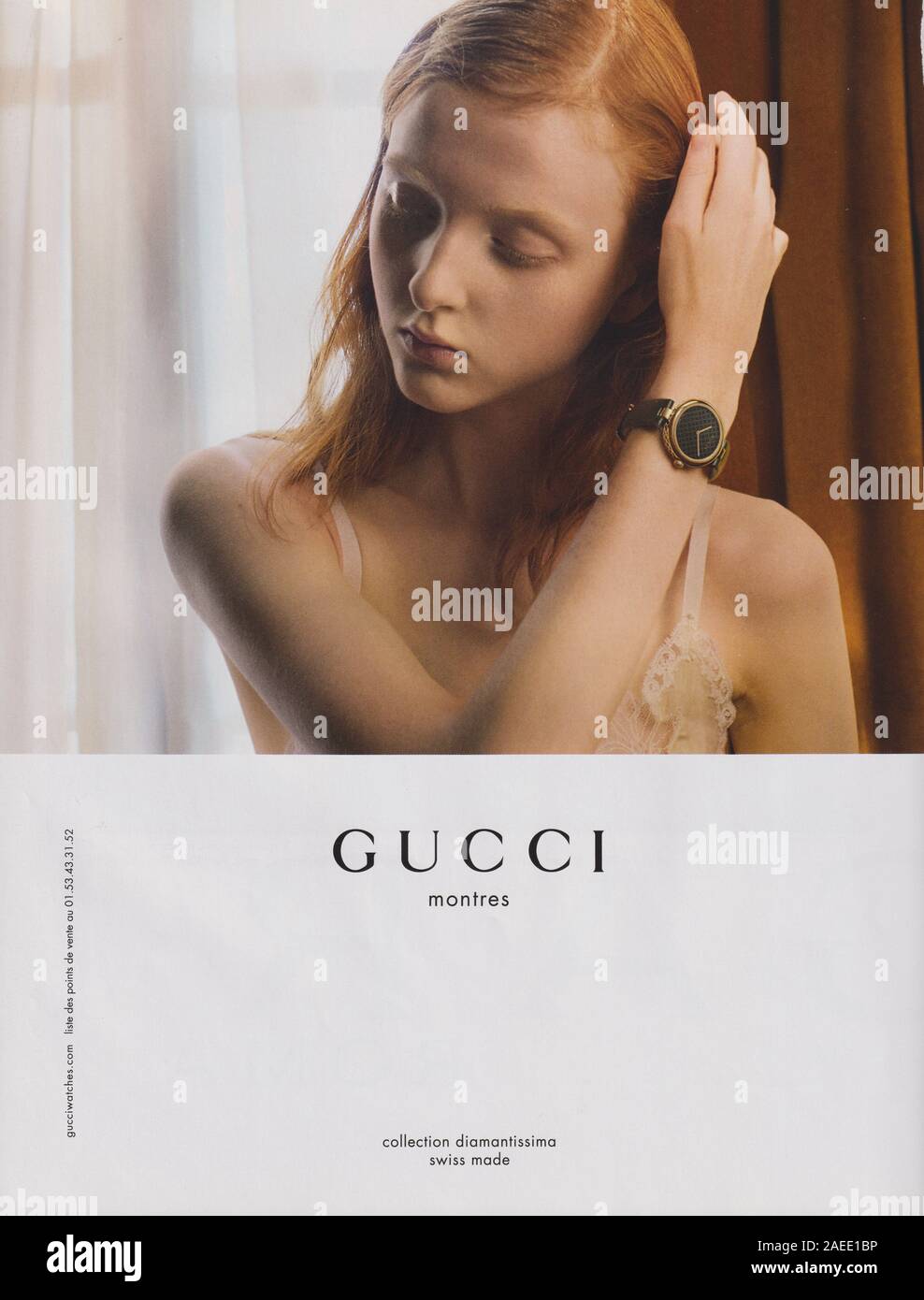 poster advertising GUCCI fashion house in paper magazine from 2015 year,  advertisement, creative GUCCI 2010s advert Stock Photo - Alamy
