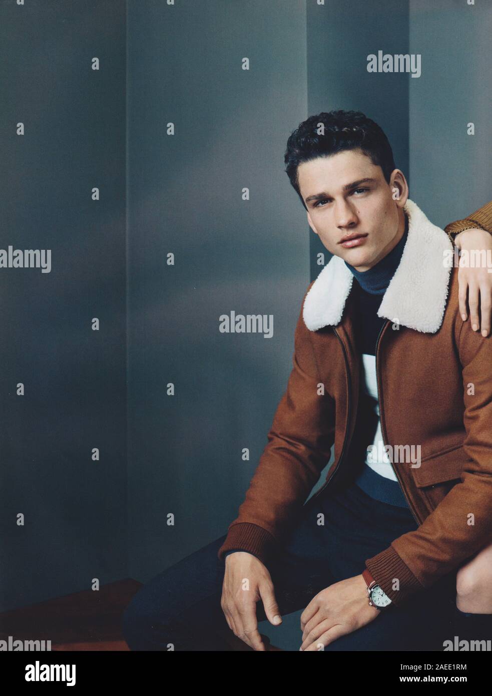 poster advertising River Island fashion house with Simon Nessman in paper  magazine from 2015 year, advertisement, creative River Island 2010s advert  Stock Photo - Alamy