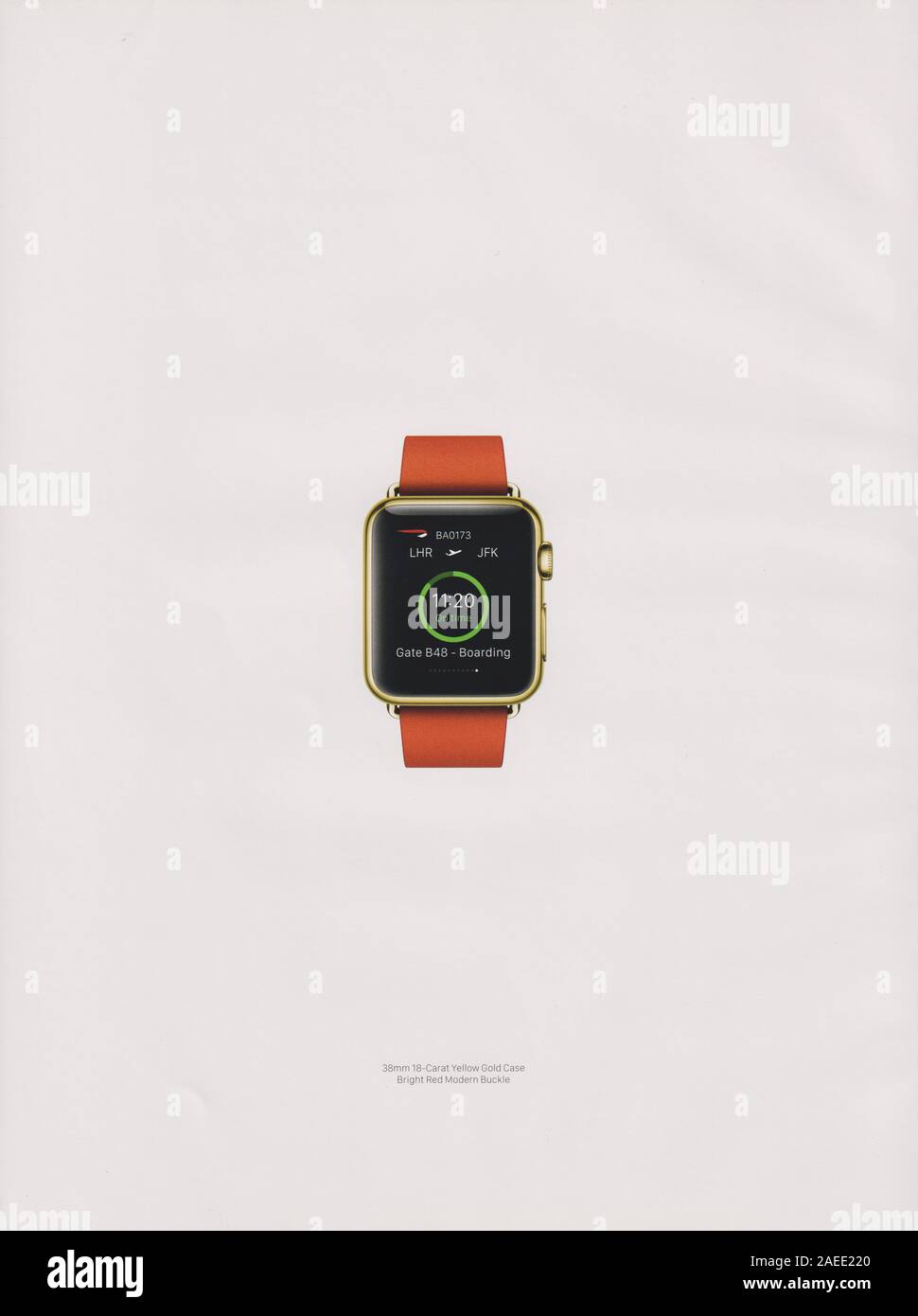 poster advertising Apple Watch Series 1 in paper magazine from 2015 year, advertisement creative Apple 2010s advert Stock Photo