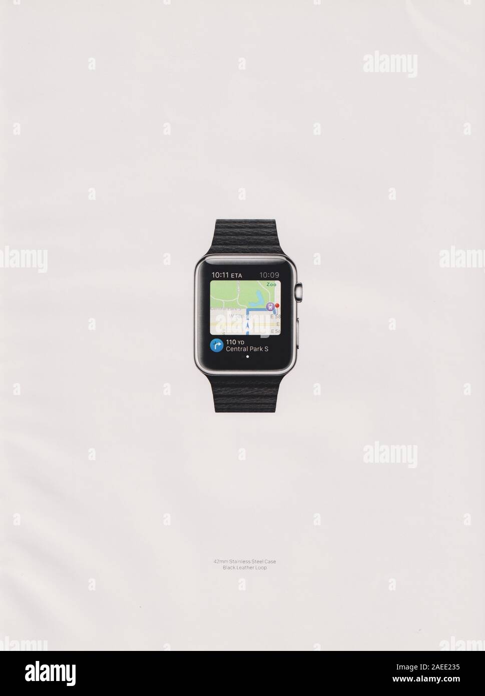 poster advertising Apple Watch Series 1 in paper magazine from 2015 year, advertisement creative Apple 2010s advert Stock Photo