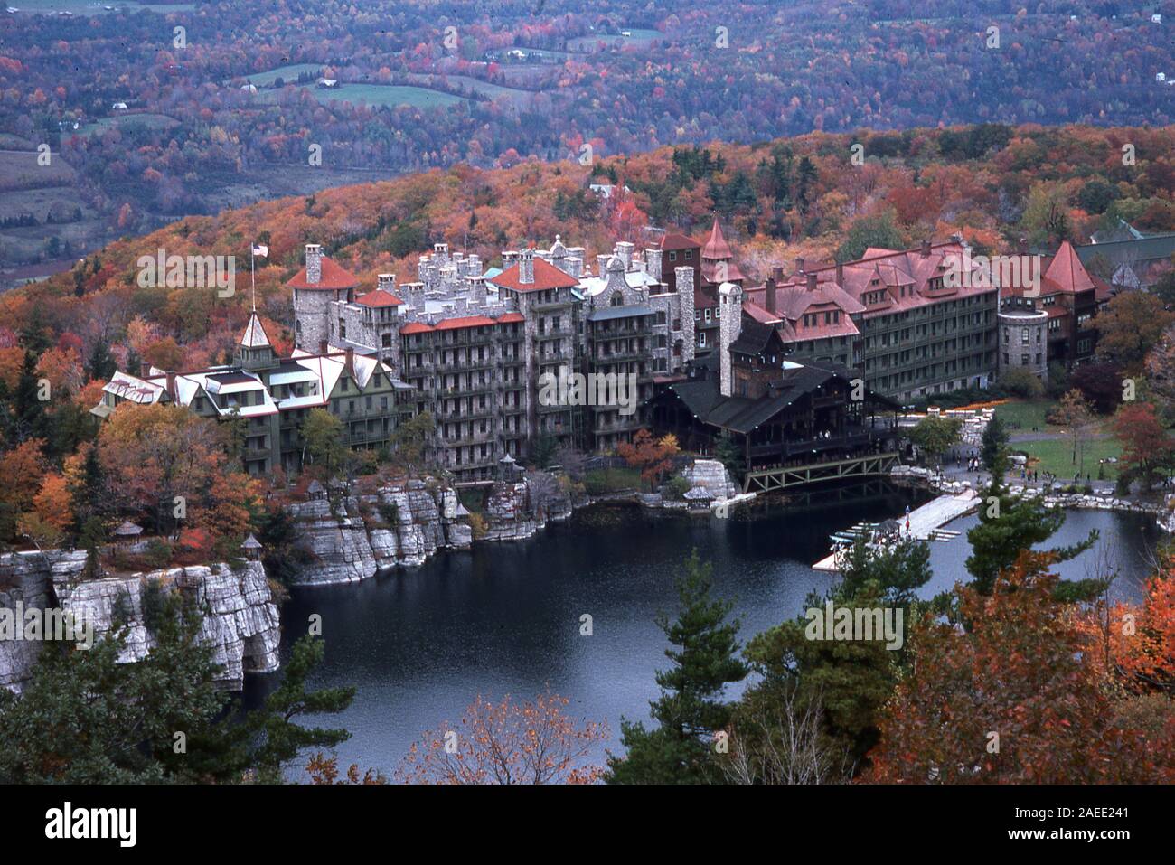 View of Mohonk Mountain House in New York Stock Photo