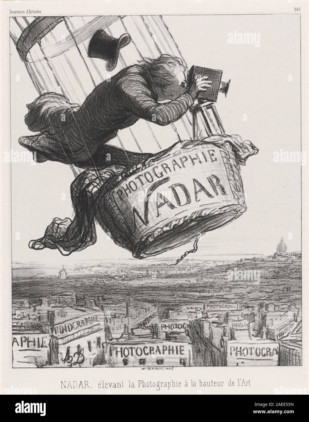 Honoré Daumier, Nadar élevant la Photographie à la hauteur de l'Art, 1862 Nadar élevant la Photographie à la hauteur de l'Art; 1862date Stock Photo