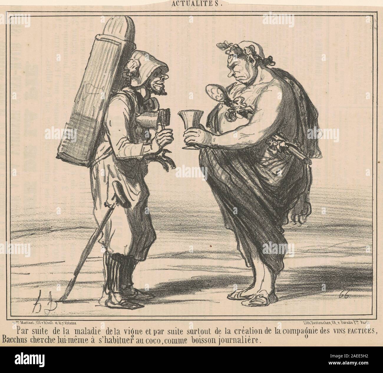 Honoré Daumier, Par suite de la maladie de la vigne, 19th century Par suite de la maladie de la vigne; 19th century date Stock Photo