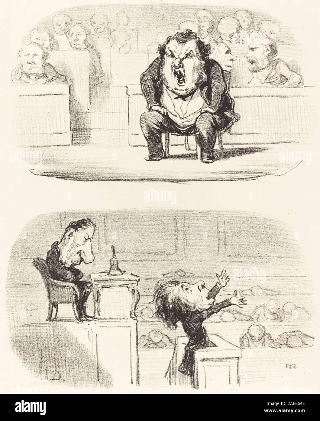 Honoré Daumier, Quand un orateur ennuyeux monte a la tribune, 1850 Quand un orateur ennuyeux monte a la tribune; 1850date Stock Photo