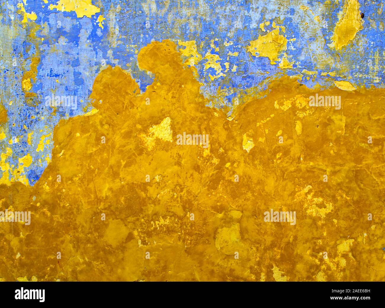 Vibrant yellow and blue colors wall texture abstract detail Stock Photo ...