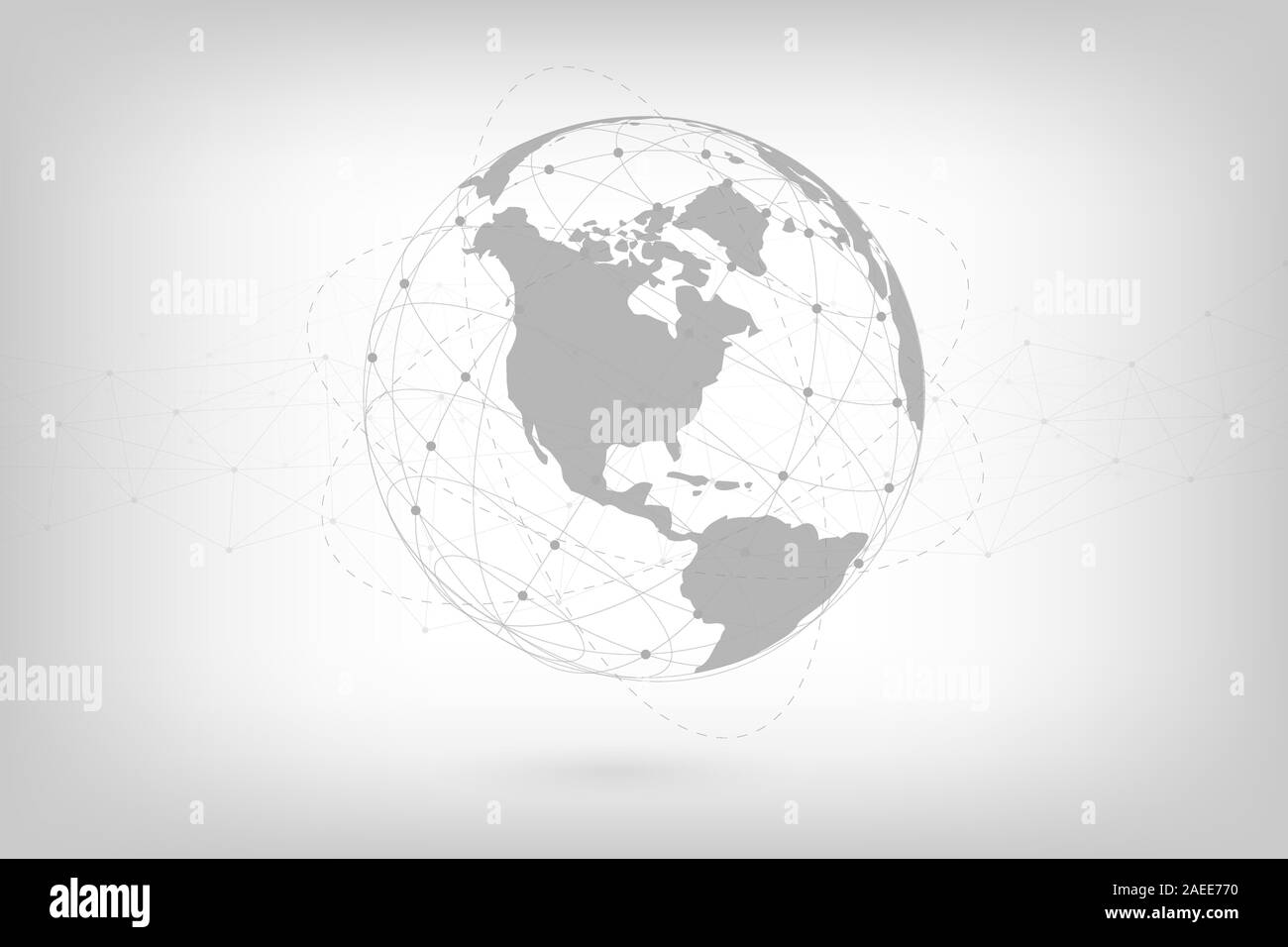 Global network lines connection. World map point with dots connection concept of global business background. Stock Vector