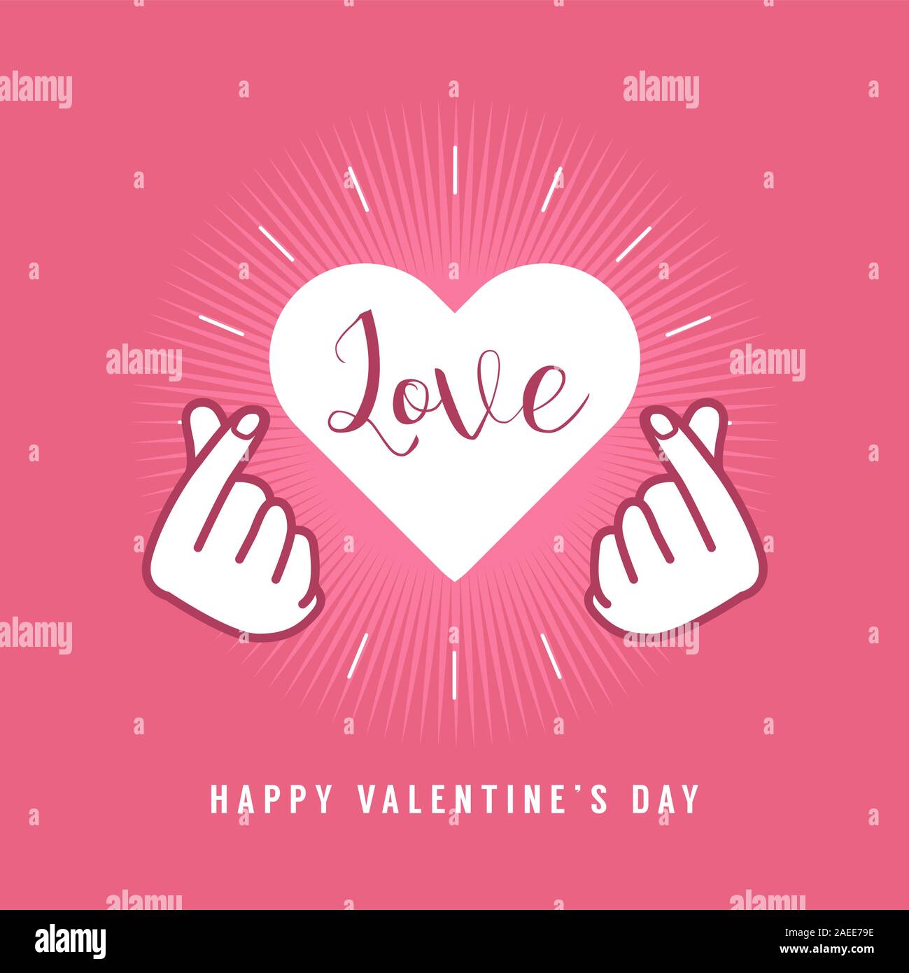 Finger heart love sign symbol with Happy Valentines Day romantic ...