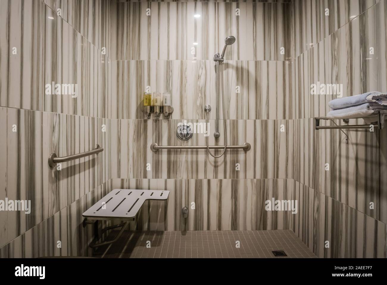 modern bathroom with shower for disable people Stock Photo
