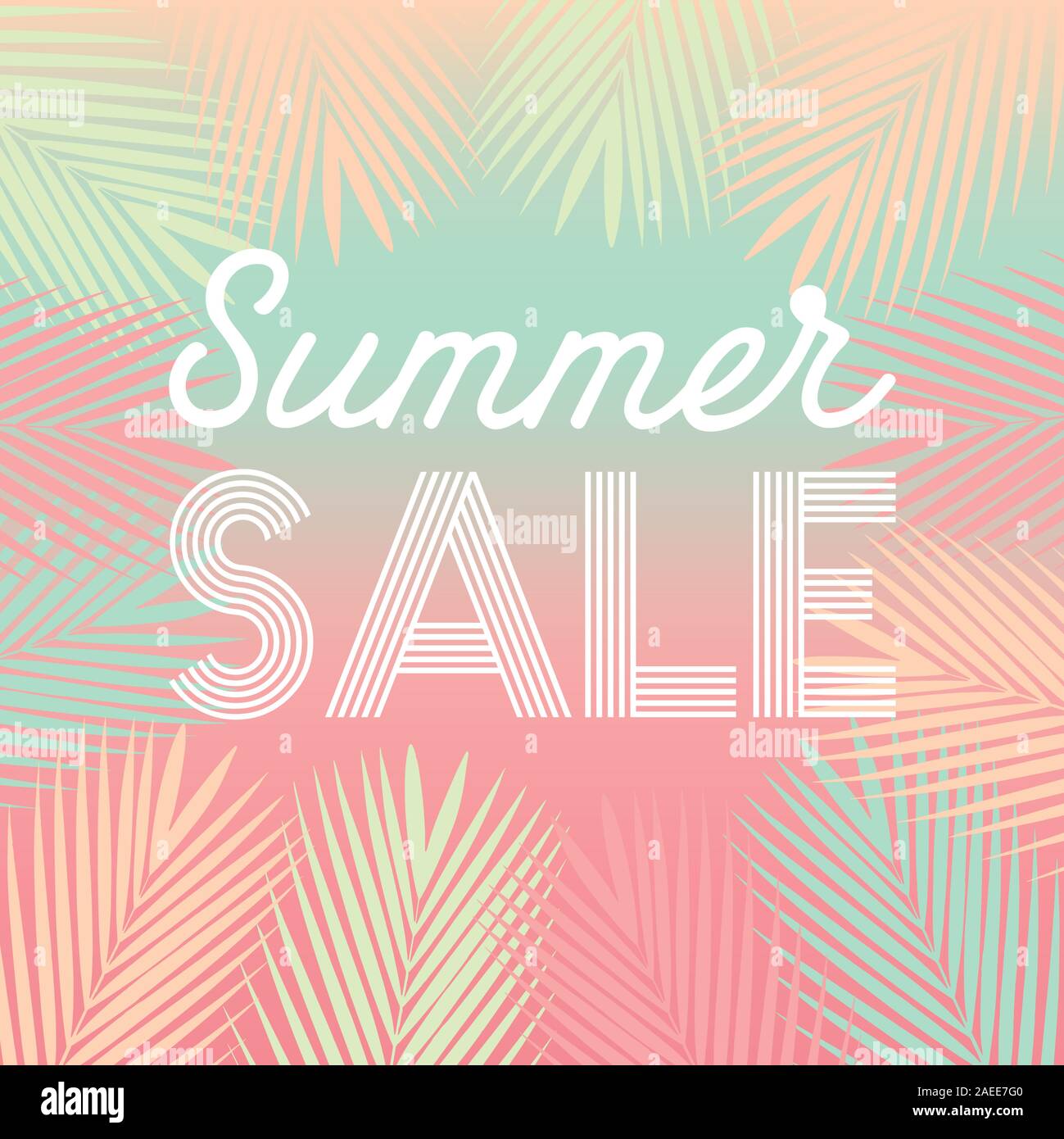 Summer Sale Tropical Paradise, beach, background with palm leaves Stock ...