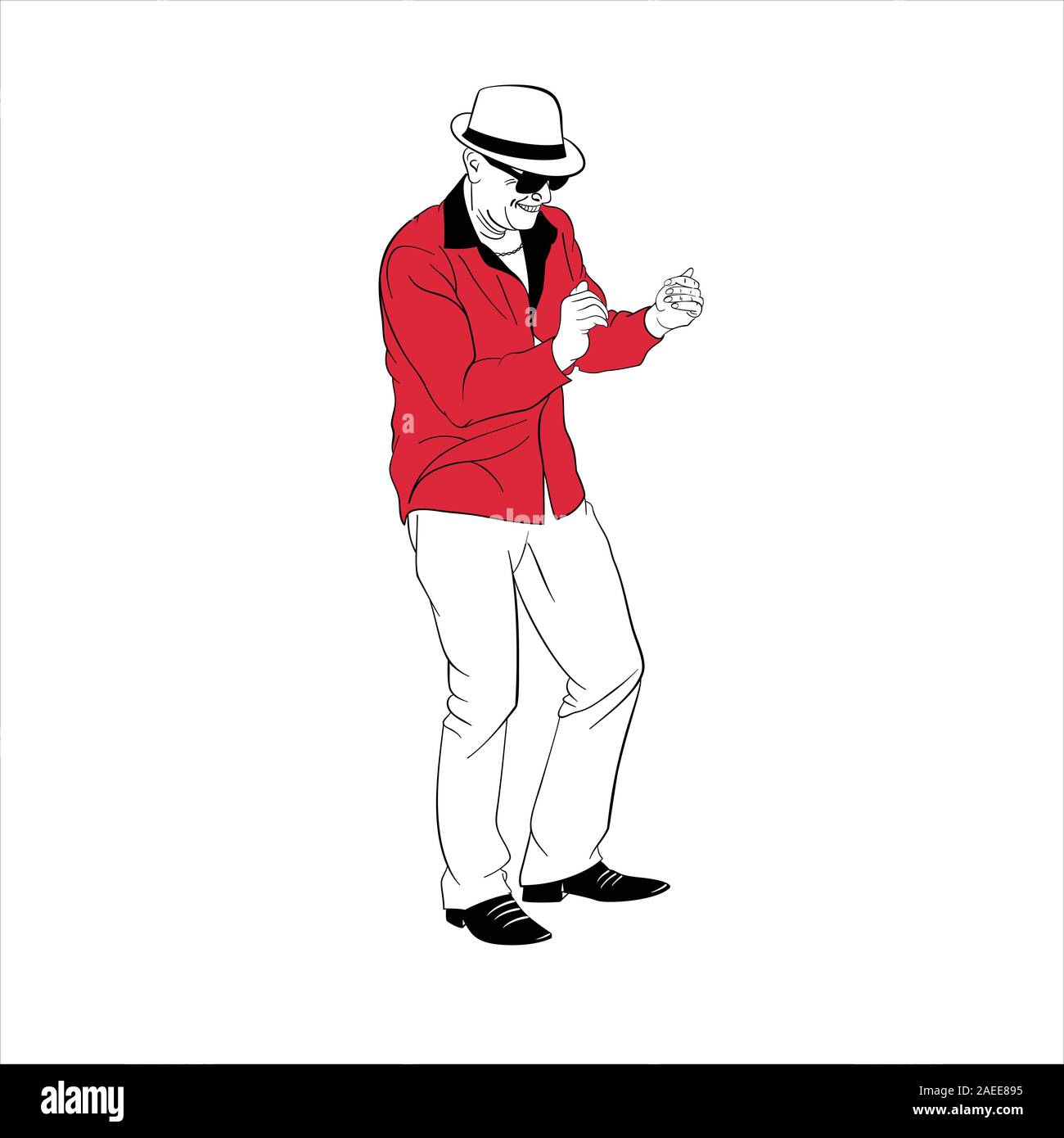 Nicely dressed man dancing and enjoying himself - vector illustration Stock Vector