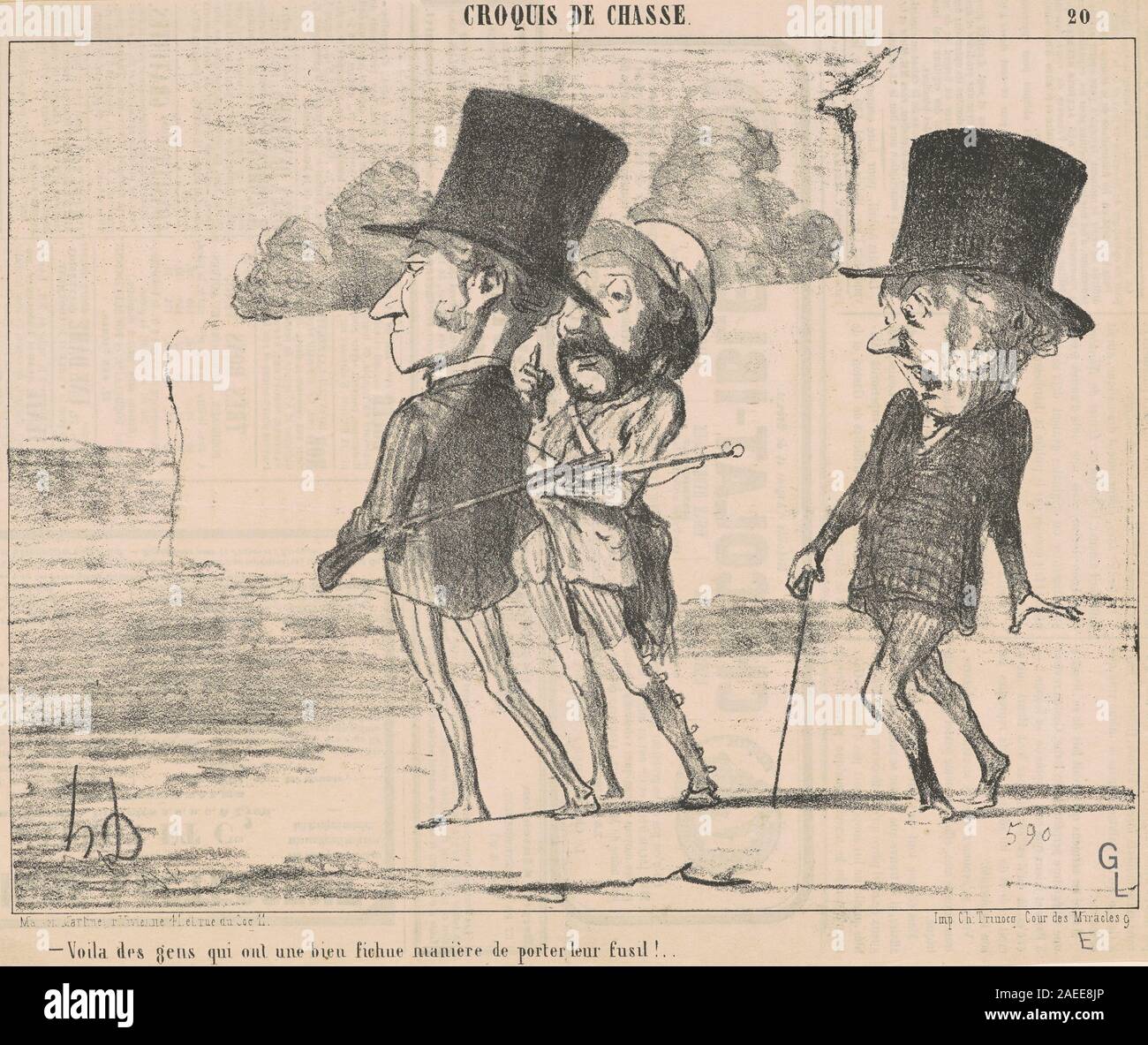 Honoré Daumier, Voila des gens ont une  fichue maniére , 19th century Voila des gens ont une ... fichue maniére ...; 19th century date Stock Photo