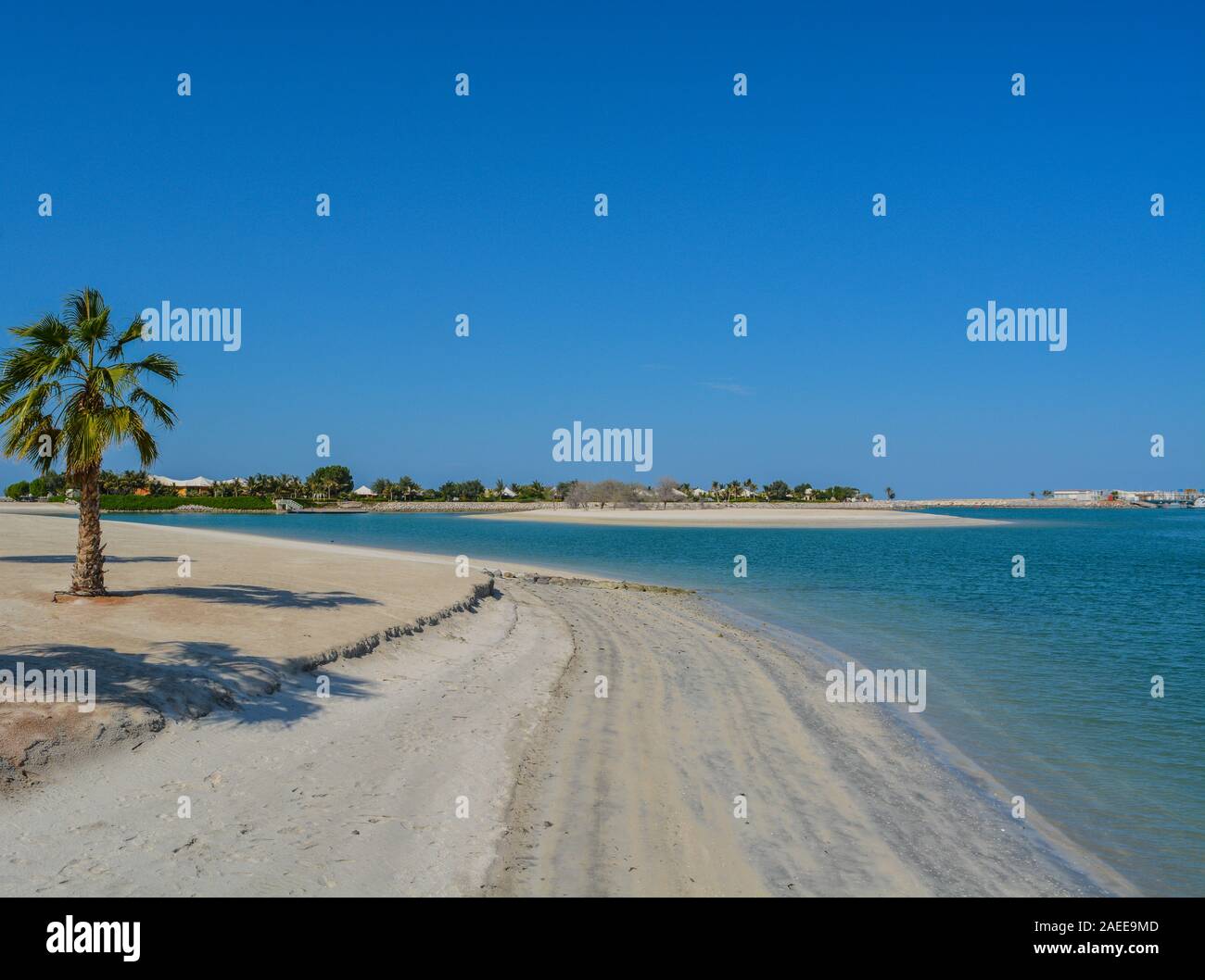Al Hamra Beach on the Arabian Gulf at Ras Al Khaimah, United Arab Emirates, Southwest Asia. Stock Photo