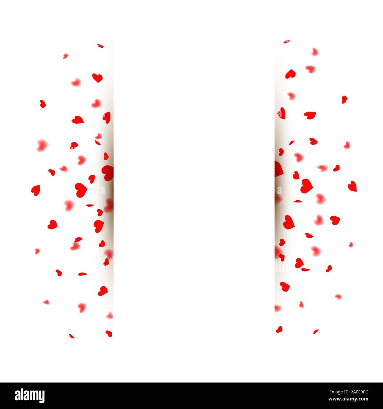Vertical paper banner with bursting heart confetti background Stock Vector